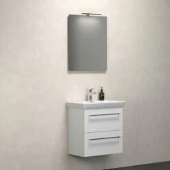 Dansani Spar-Set Multo+ Lotto Mit Spiegel Und Lampe Weiß Hochglanz 65 Cm