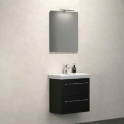 Dansani Spar-Set Multo+ Lotto Mit Spiegel Und Lampe Schwarz Struktur 65 Cm