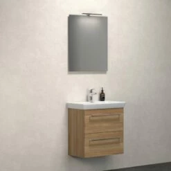 Dansani Spar-Set Multo+ Lotto Mit Spiegel Und Lampe Warme Eiche 65 Cm