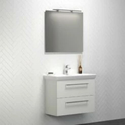 Dansani Spar-Set Multo+ Lotto Mit Spiegel Und Lampe Weiß Matt 85 Cm