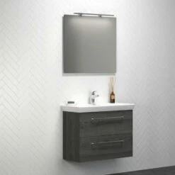 Dansani Spar-Set Multo+ Lotto Mit Spiegel Und Lampe Pine Grey 85 Cm