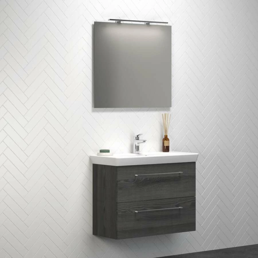 Dansani Spar-Set Multo+ Lotto Mit Spiegel Und Lampe Pine Grey 85 Cm