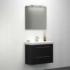 Dansani Spar-Set Multo+ Lotto Mit Spiegel Und Lampe Schwarz Struktur 85 Cm