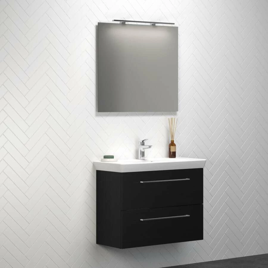 Dansani Spar-Set Multo+ Lotto Mit Spiegel Und Lampe Schwarz Struktur 85 Cm