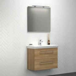 Dansani Spar-Set Multo+ Lotto Mit Spiegel Und Lampe Warme Eiche 85 Cm