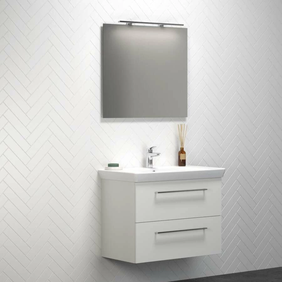 Dansani Spar-Set Multo+ Lotto XL Mit Spiegel Und Lampe Weiß Matt 85 Cm