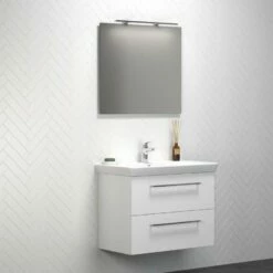 Dansani Spar-Set Multo+ Lotto XL Mit Spiegel Und Lampe Weiß Hochglanz 85 Cm