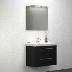 Dansani Spar-Set Multo+ Lotto XL Mit Spiegel Und Lampe Schwarz Struktur 85 Cm