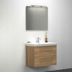 Dansani Spar-Set Multo+ Lotto XL Mit Spiegel Und Lampe Warme Eiche 85 Cm