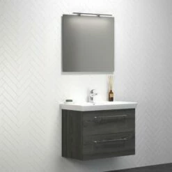 Dansani Spar-Set Multo+ Lotto XL Mit Spiegelschrank Und Lampe Pine Grey 85 Cm