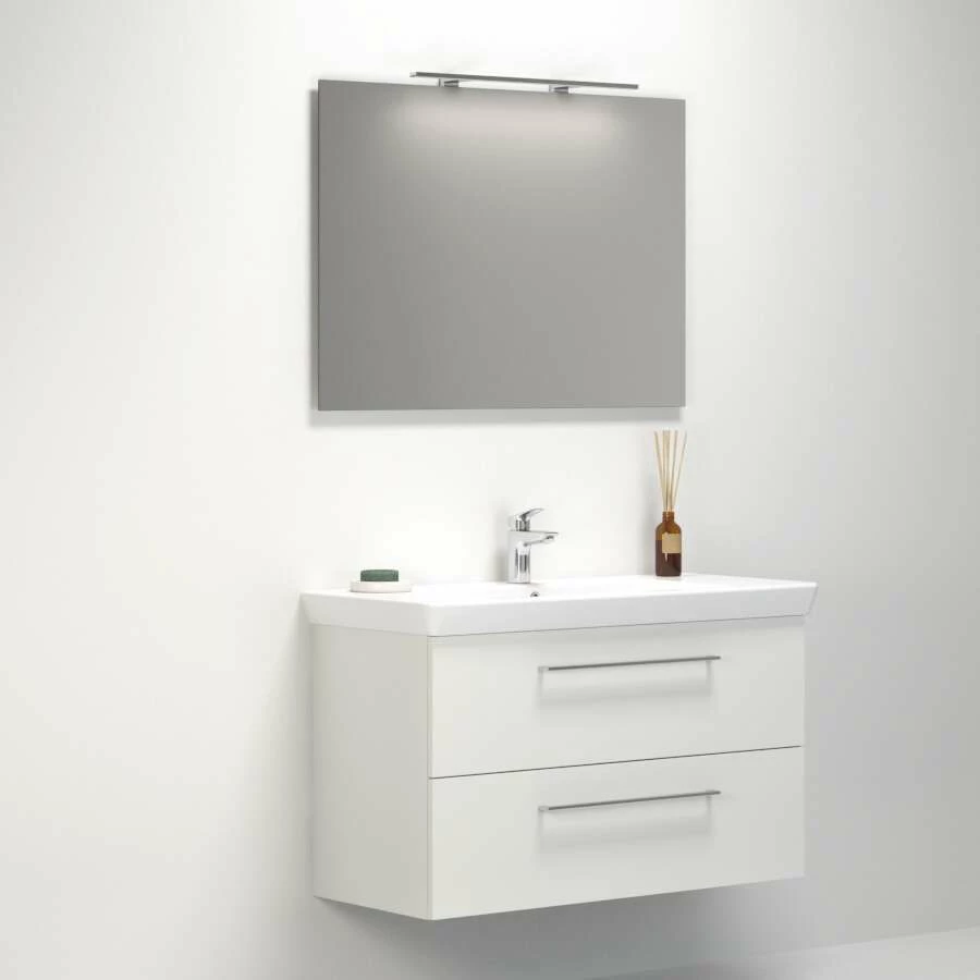 Dansani Spar-Set Multo+ Lotto XL Mit Spiegel Und Lampe Weiß Matt 105 Cm