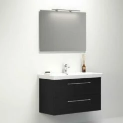 Dansani Spar-Set Multo+ Lotto XL Mit Spiegel Und Lampe Schwarz Struktur 105 Cm