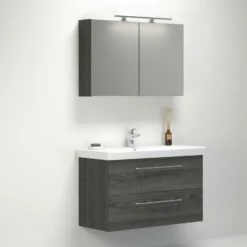 Dansani Spar-Set Multo+ Lotto XL Mit Spiegelschrank Und Lampe Pine Grey 105 Cm