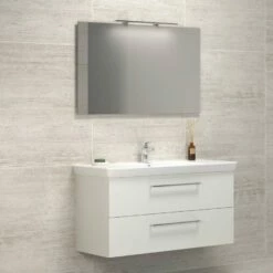 Dansani Spar-Set Multo+ Lotto XL Mit Spiegel Und Lampe Weiß Matt 125 Cm