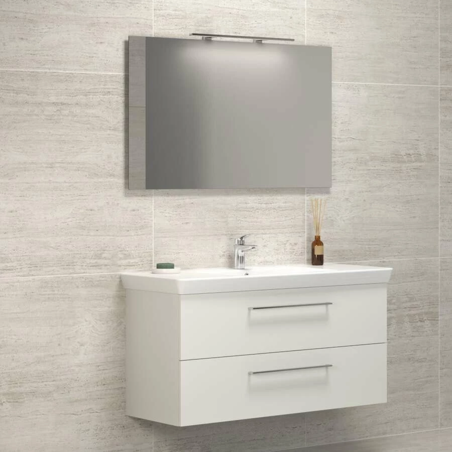 Dansani Spar-Set Multo+ Lotto XL Mit Spiegel Und Lampe Weiß Matt 125 Cm