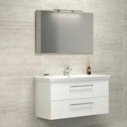 Dansani Spar-Set Multo+ Lotto XL Mit Spiegel Und Lampe Weiß Hochglanz 125 Cm