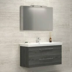 Dansani Spar-Set Multo+ Lotto XL Mit Spiegel Und Lampe Pine Grey 125 Cm