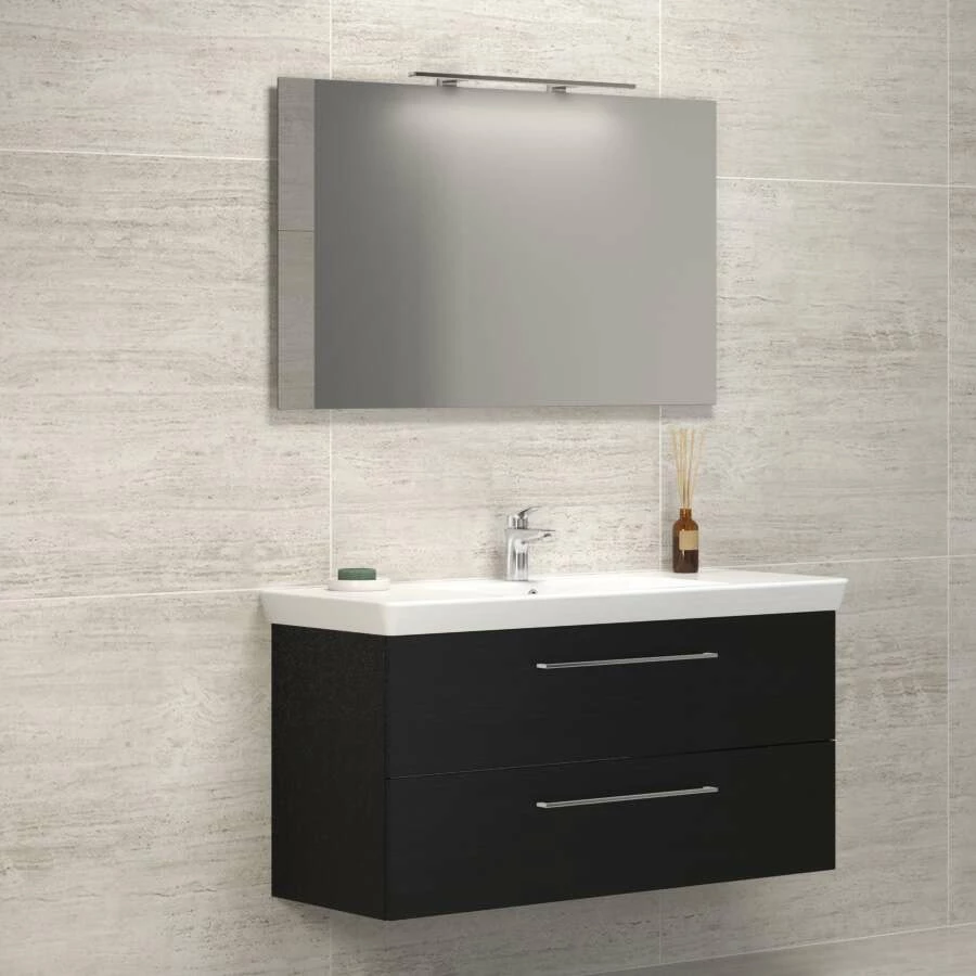 Dansani Spar-Set Multo+ Lotto XL Mit Spiegel Und Lampe Schwarz Struktur 125 Cm