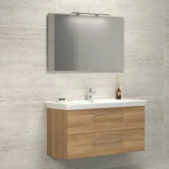 Dansani Spar-Set Multo+ Lotto XL Mit Spiegel Und Lampe Warme Eiche 125 Cm