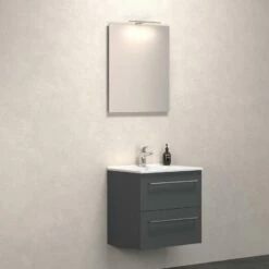 Dansani Spar-Set Multo+ Amber Mit Spiegel Und Lampe Grau Matt 61 Cm