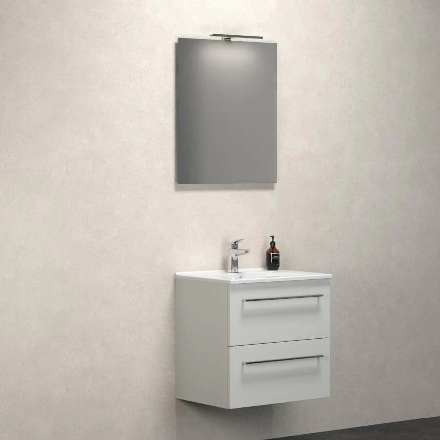 Dansani Spar-Set Multo+ Amber Mit Spiegel Und Lampe Weiß Matt 61 Cm