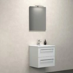 Dansani Spar-Set Multo+ Amber Mit Spiegel Und Lampe Weiß Hochglanz 61 Cm