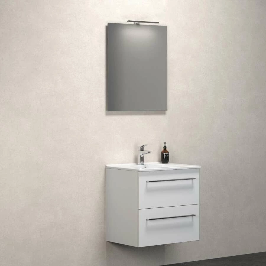 Dansani Spar-Set Multo+ Amber Mit Spiegel Und Lampe Weiß Hochglanz 61 Cm