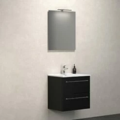 Dansani Spar-Set Multo+ Amber Mit Spiegel Und Lampe Schwarz Struktur 61 Cm