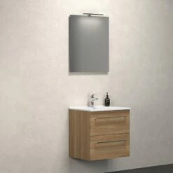 Dansani Spar-Set Multo+ Amber Mit Spiegel Und Lampe Warme Eiche 61 Cm