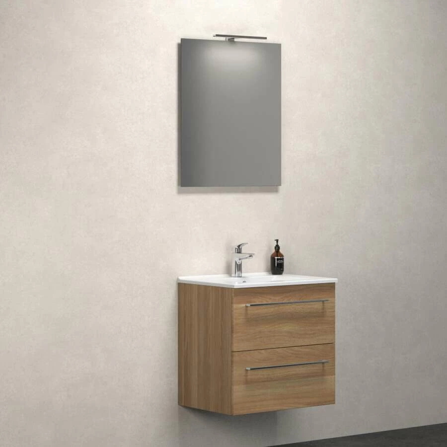 Dansani Spar-Set Multo+ Amber Mit Spiegel Und Lampe Warme Eiche 61 Cm