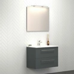 Dansani Spar-Set Multo+ Amber Mit Spiegel Und Lampe Grau Matt 81 Cm