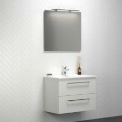 Dansani Spar-Set Multo+ Amber Mit Spiegel Und Lampe Weiß Matt 81 Cm