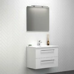 Dansani Spar-Set Multo+ Amber Mit Spiegel Und Lampe Weiß Hochglanz 81 Cm