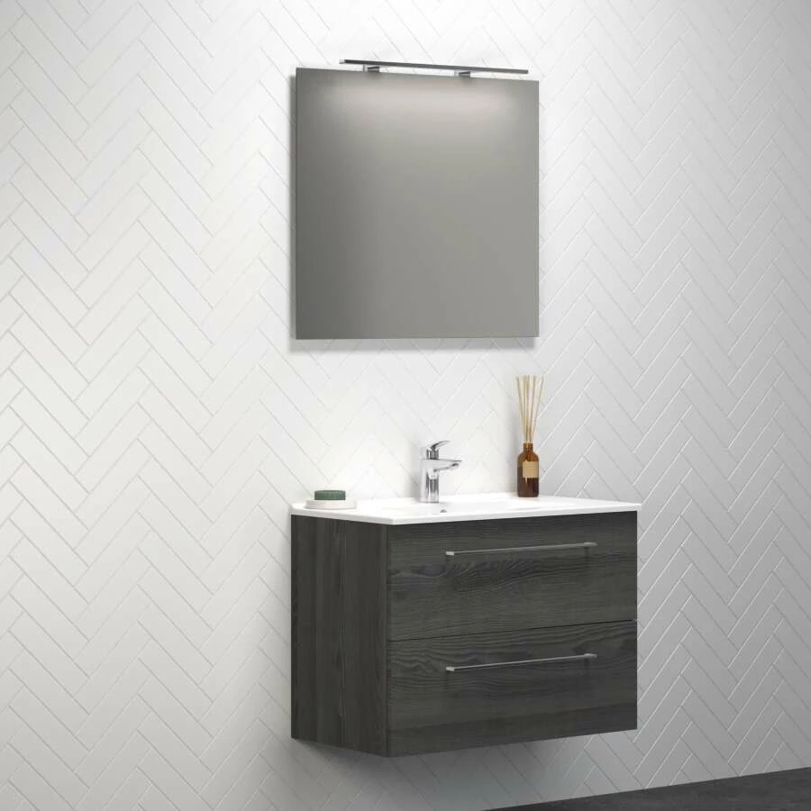 Dansani Spar-Set Multo+ Amber Mit Spiegel Und Lampe Pine Grey 81 Cm