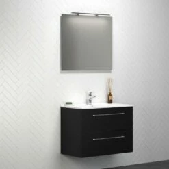 Dansani Spar-Set Multo+ Amber Mit Spiegel Und Lampe Schwarz Struktur 81 Cm