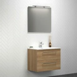 Dansani Spar-Set Multo+ Amber Mit Spiegel Und Lampe Warme Eiche 81 Cm