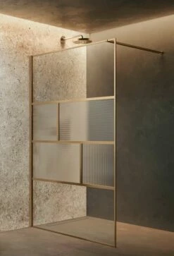 Novellini HC ART Duschwand Walk In Dekor Streifen Goldoptik