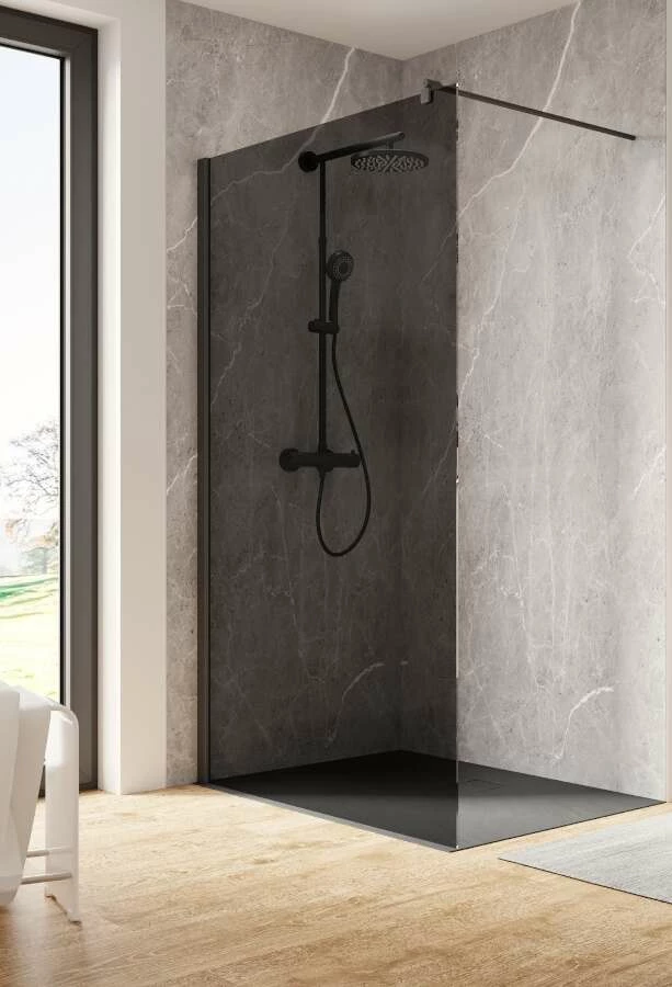 Dusar Walk In Palladium Neo 6 Mm Duschwand 120x200 Cm Nano-Clean-Beschichtung Grauglas