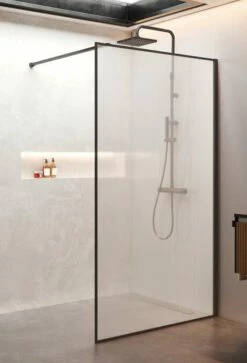 Novellini HP ART Duschwand Walk In Creativo Versione Nero Schwarz Matt