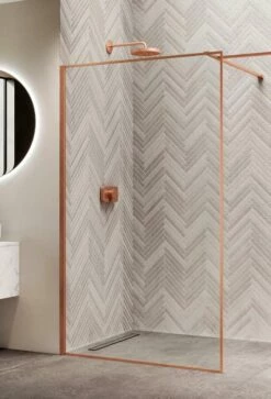 Novellini HP ART Duschwand Walk In Creativo Rosegold Gebürstet