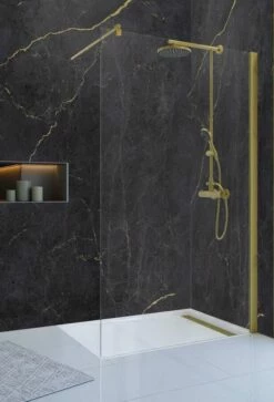 Schulte Alexa Style 2.0 Duschwand Walk In Goldoptik