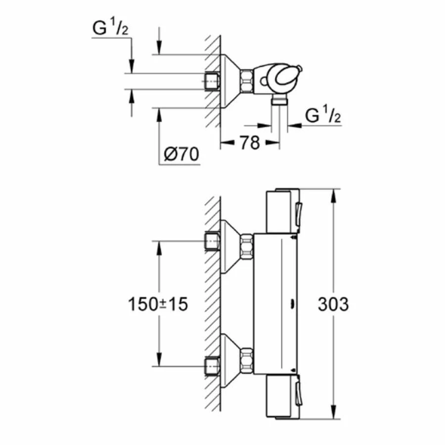 GROHE GROHTHERM Brausearmatur Chrom – Bild 3