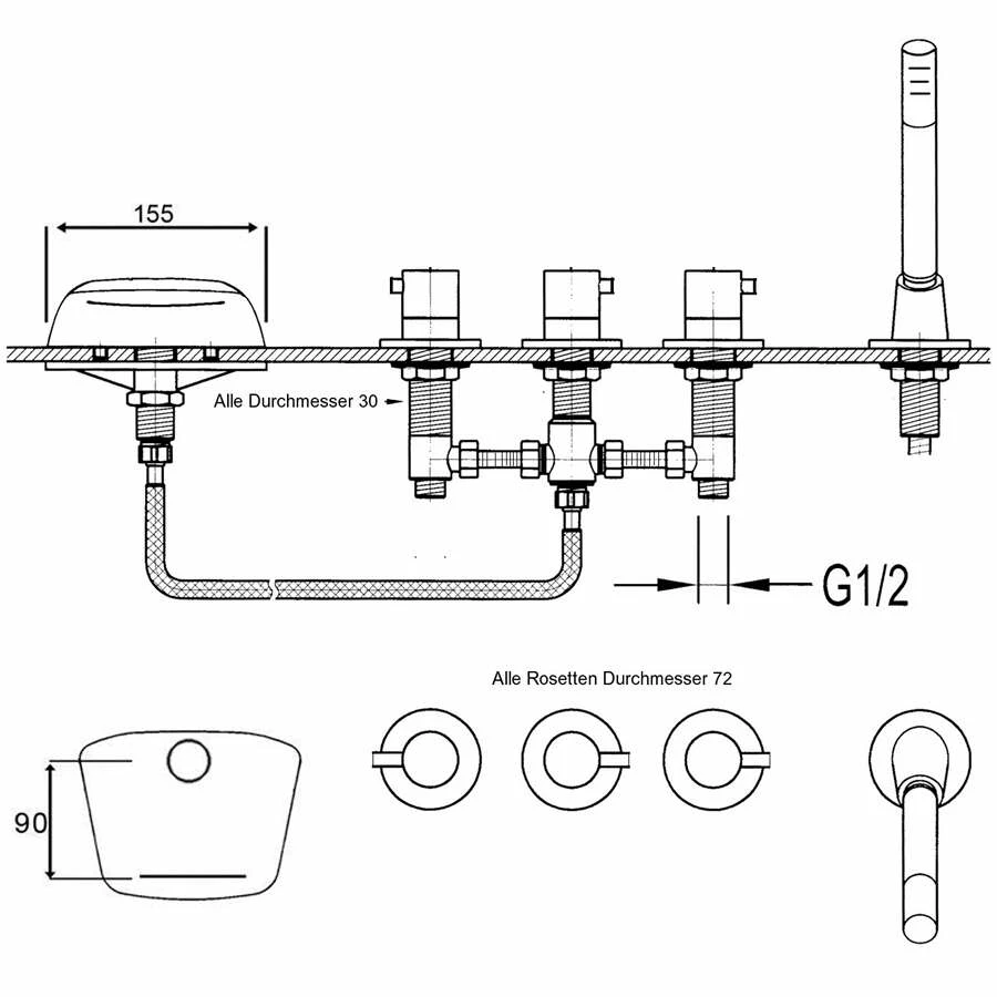 Ottofond Wannenrandarmatur L10000 – Bild 2