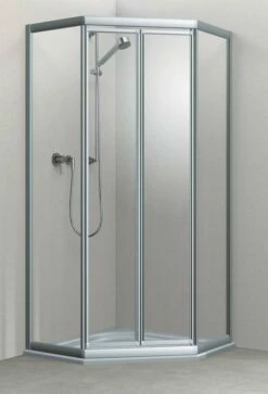 Koralle Duschkabine TwiggyTop Fünfeck Pendeltüren 1950