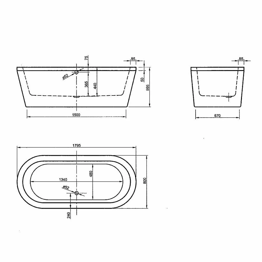 Duschmeister Freistehende Badewanne London 180 X 80 – Bild 3