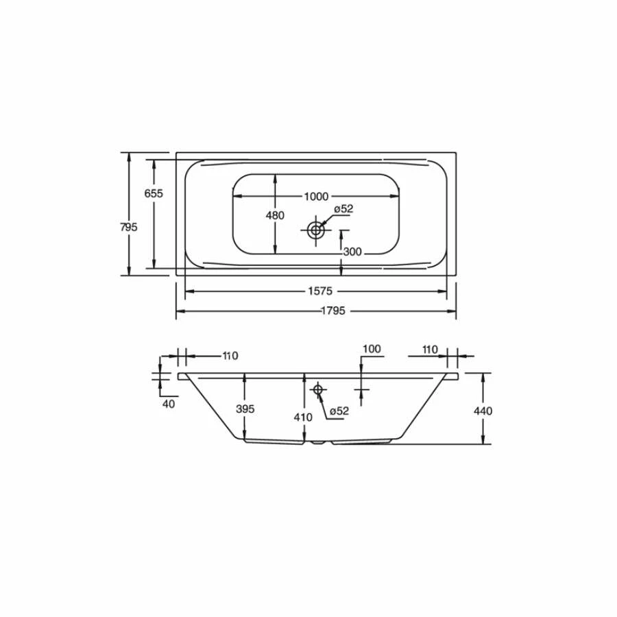 Duschmeister Rechteckbadewanne Wien 180 X 80 – Bild 3