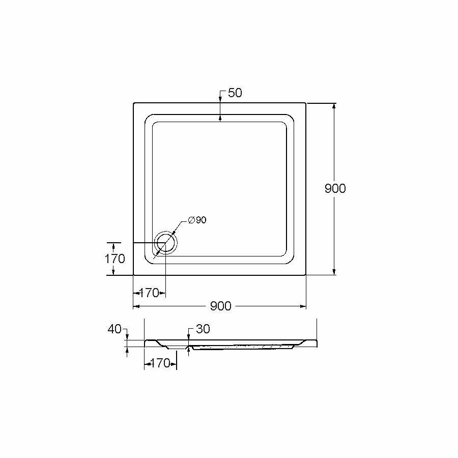 Duschmeister Duschwanne Denver Quadrat 90 X 90 Acryl – Bild 3