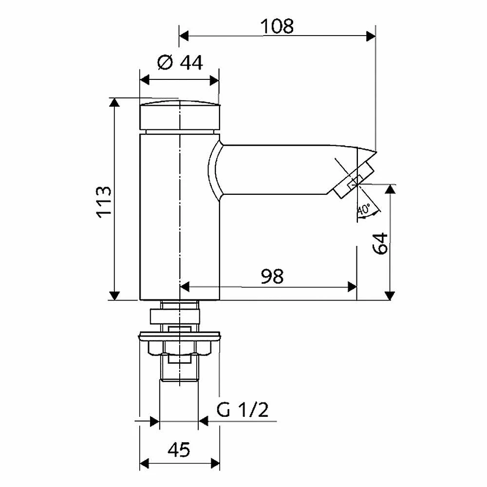 Schell Selbstschluss-Standventil-Waschtischarmatur Petit Chrom – Bild 2