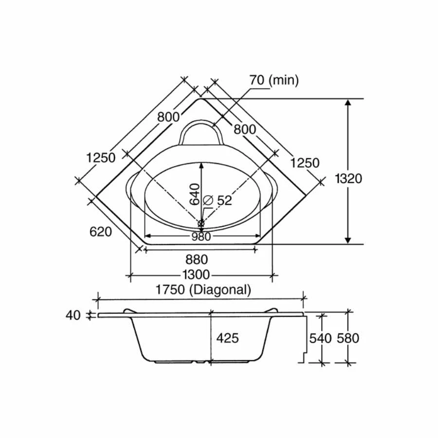 Ottofond Eckbadewanne Miami 125 X 125 Pergamon – Bild 2
