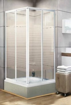 Schulte Sunny Eckeinstieg 2-teilig Querstreifen Alpinweiß Variabel 80-90 Cm